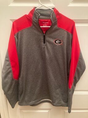 Champion Gray and Red Georgia Bulldogs Pullover Quarter-Zip